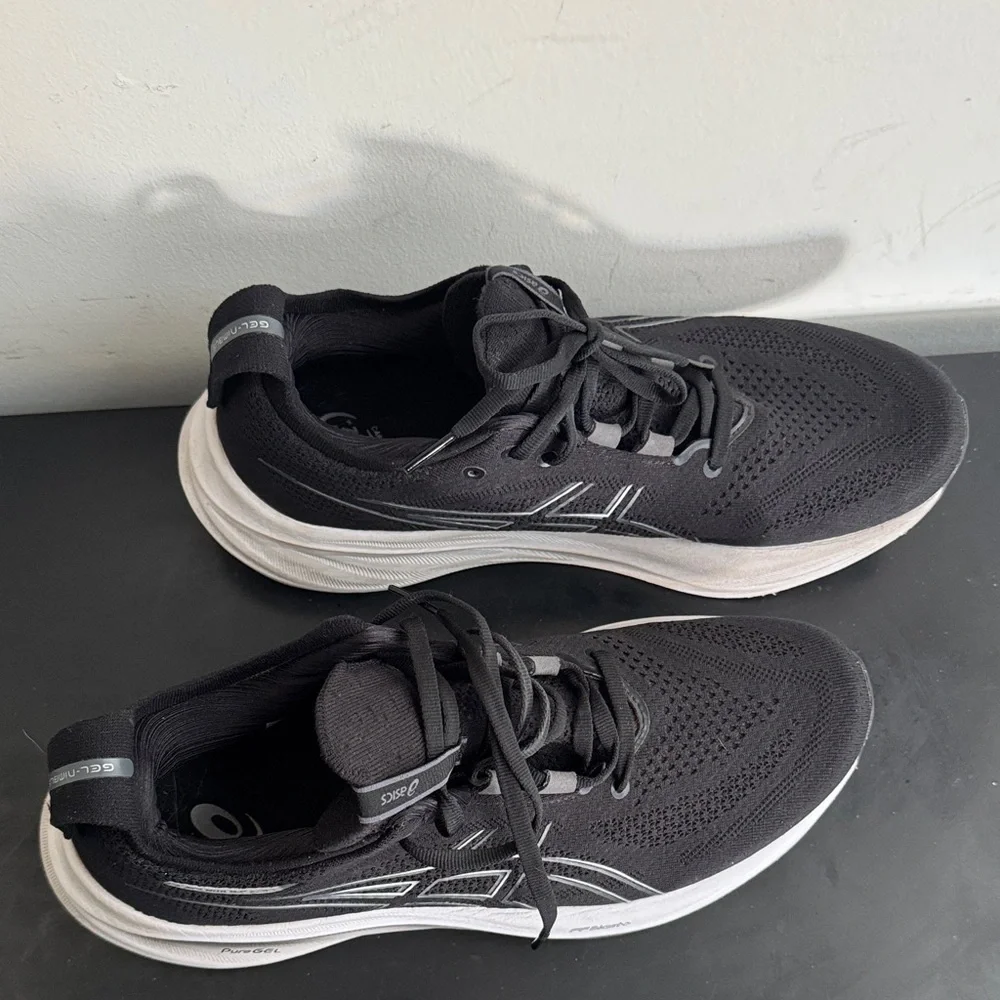 Asics Black Athletic Shoes with White Accents